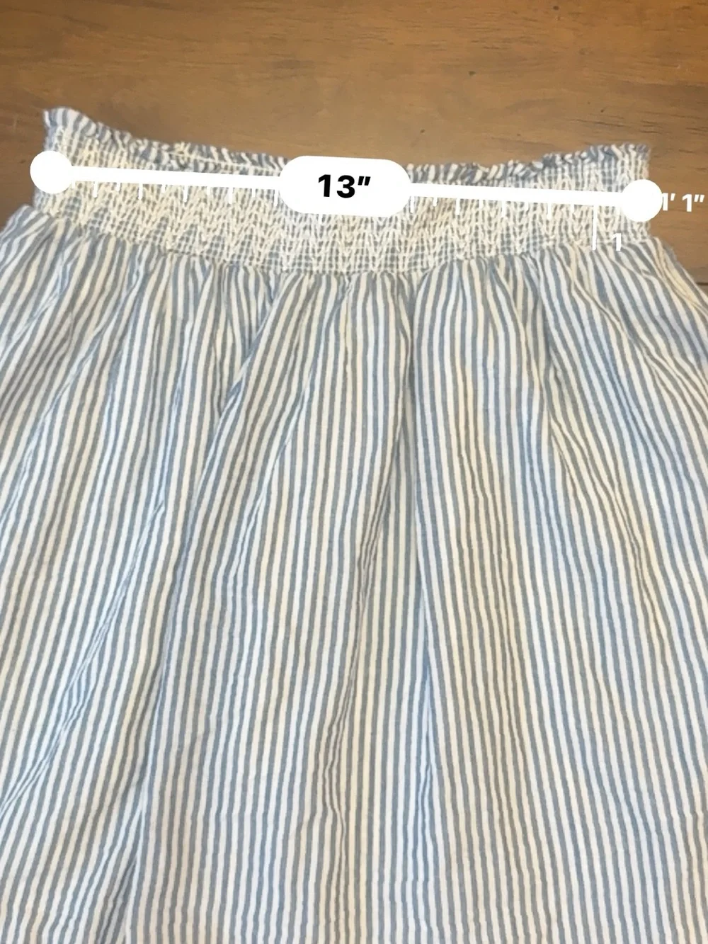 Old Navy Blue and White Striped Smocked Waist Skirt